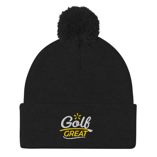 Golf Great Quirky Fun Embroidered Golf Pom-Pom Beanie - Funny Golf Tee by Swing Epic