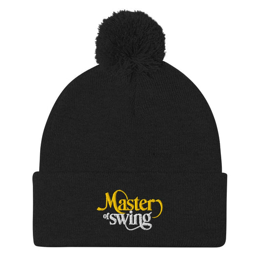 Master of Swing Fun Quirky Embroidered Golf Pom-Pom Beanie - Funny Golf Tee by Swing Epic