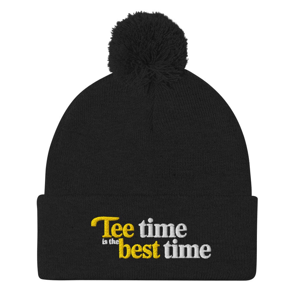 Tee Time is the Best Time Embroidered Golf Pom-Pom Beanie - Funny Golf Tee by Swing Epic