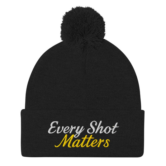 Every Shot Matters Fun Embroidered Golf Pom-Pom Beanie - Funny Golf Tee by Swing Epic