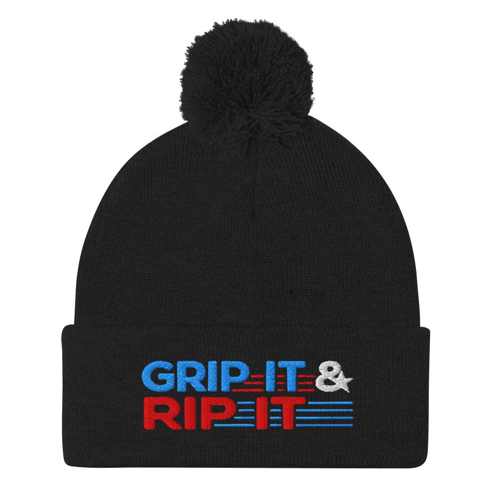 Grip It & Rip It Star Fun Embroidered Golf Pom-Pom Beanie - Funny Golf Tee by Swing Epic