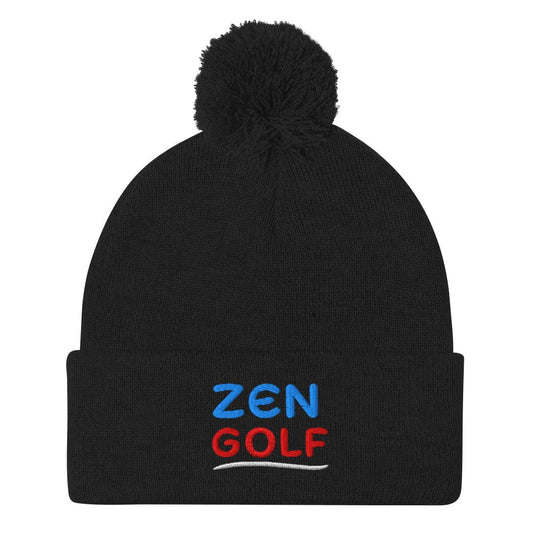 Zen Golf Embroidered Golf Pom-Pom Beanie - Funny Golf Tee by Swing Epic