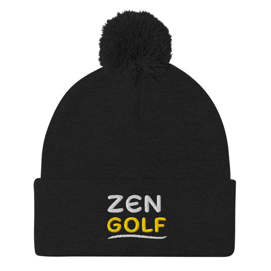 Zen Golf Embroidered Golf Pom-Pom Beanie - Funny Golf Tee by Swing Epic