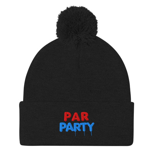 Par Party Fun Embroidered Golf Pom-Pom Beanie - Funny Golf Tee by Swing Epic