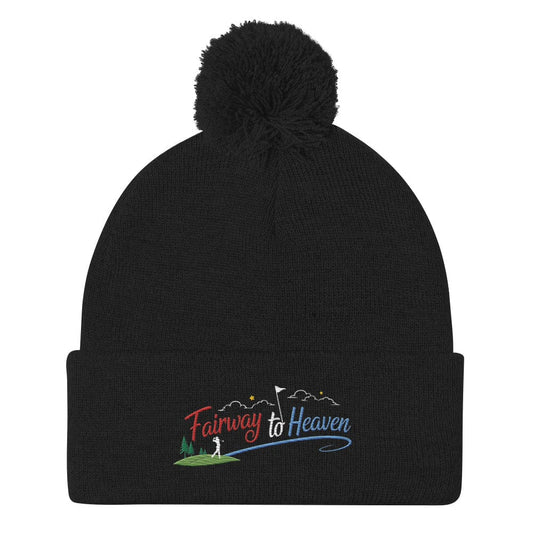 Fairway to Heaven Embroidered Golf Pom-Pom Beanie - Funny Golf Tee by Swing Epic