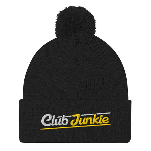 Club Junkie Embroidered Golf Pom-Pom Beanie - Funny Golf Tee by Swing Epic