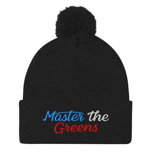 Master the Greens Embroidered Golf Pom-Pom Beanie - Funny Golf Tee by Swing Epic