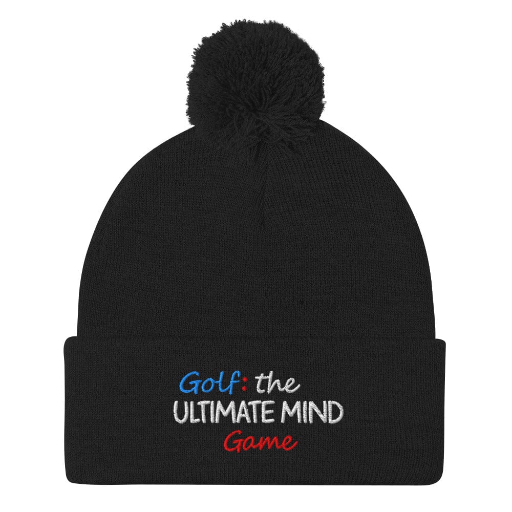 Golf The Ultimate Mind Game Embroidered Golf Pom-Pom Beanie - Funny Golf Tee by Swing Epic