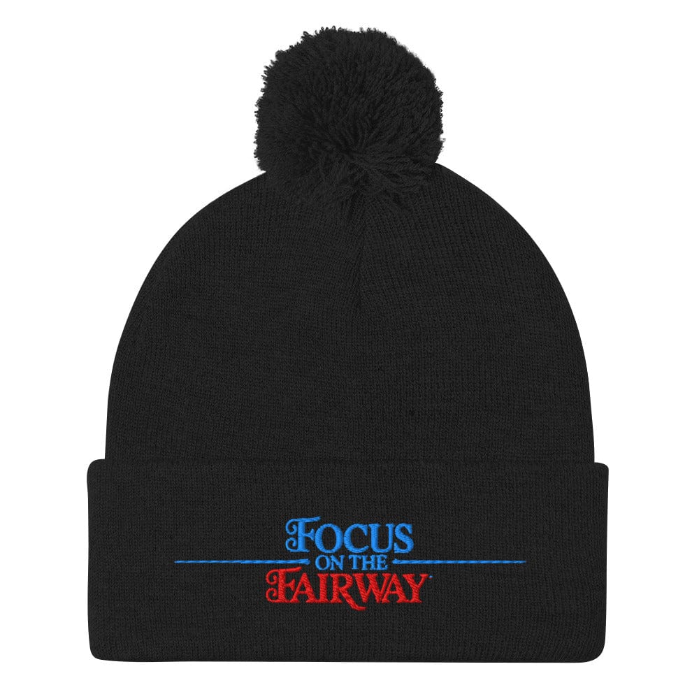 Focus on the Fairway Embroidered Golf Pom-Pom Beanie - Funny Golf Tee by Swing Epic