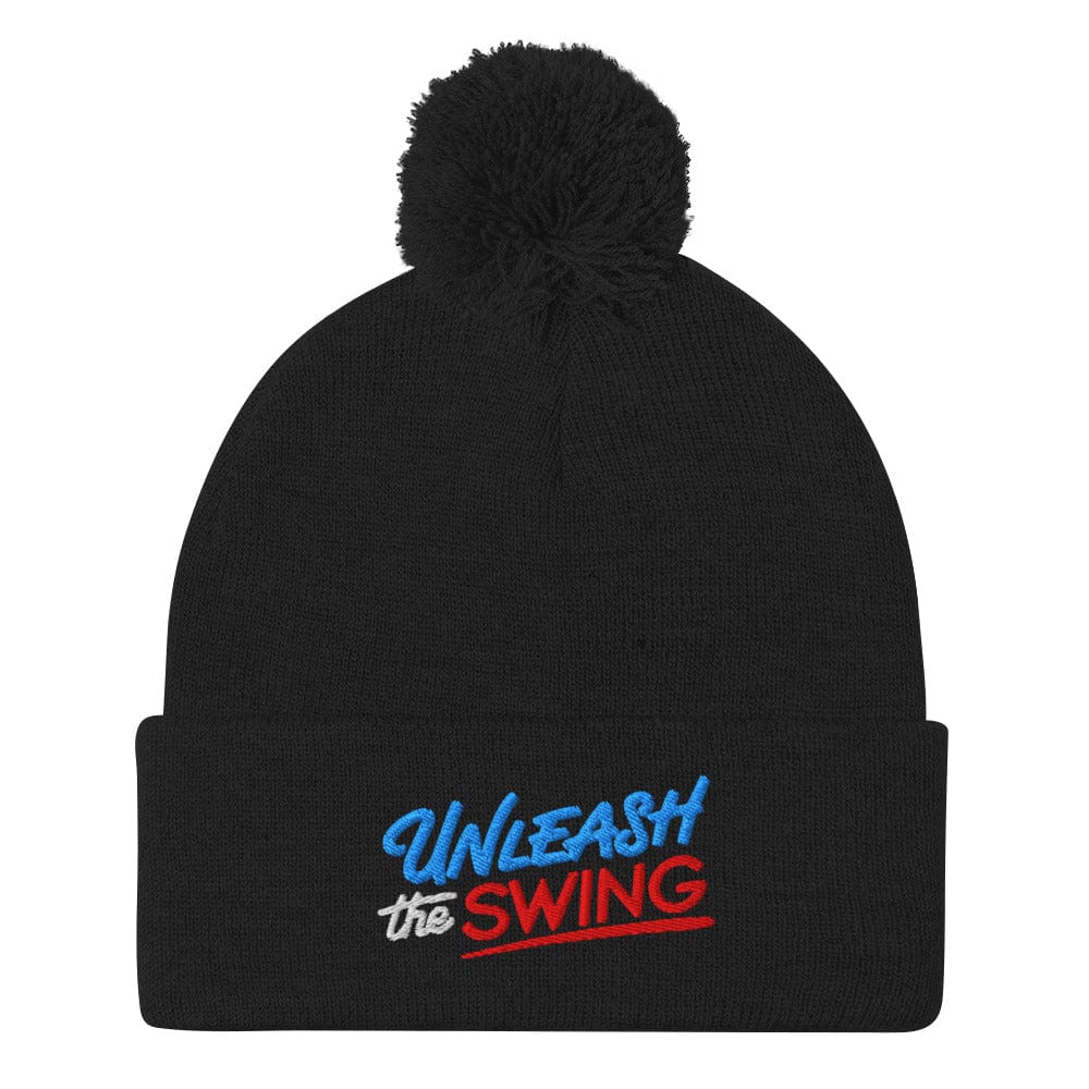 Unleash The Swing Embroidered Golf Pom-Pom Beanie - Funny Golf Tee by Swing Epic