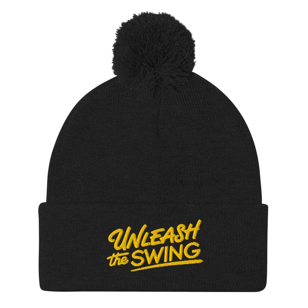 Unleash The Swing Embroidered Golf Pom-Pom Beanie - Funny Golf Tee by Swing Epic
