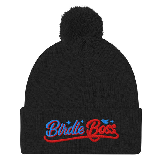 Birdie Boss Embroidered Golf Pom-Pom Beanie - Funny Golf Tee by Swing Epic