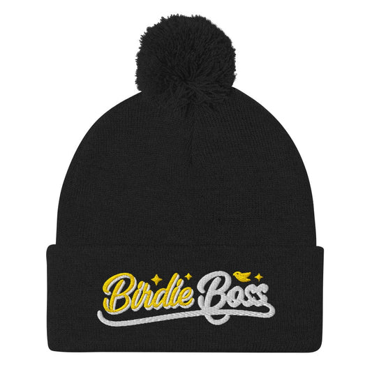 Birdie Boss Embroidered Golf Pom-Pom Beanie - Funny Golf Tee by Swing Epic
