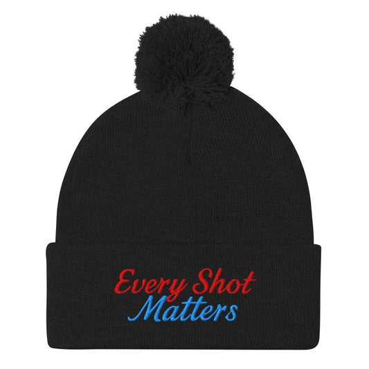 Every Shot Matters Fun Embroidered Golf Pom-Pom Beanie - Funny Golf Tee by Swing Epic