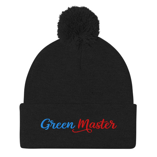 Green Master Embroidered Golf Pom-Pom Beanie - Funny Golf Tee by Swing Epic