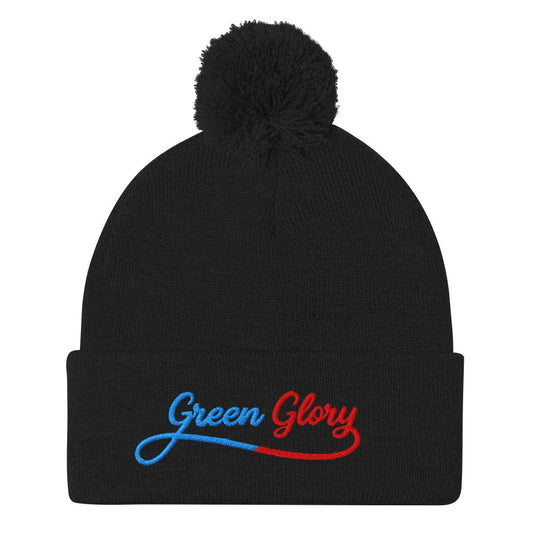Green Glory Fun Design Embroidered Golf Pom-Pom Beanie - Funny Golf Tee by Swing Epic