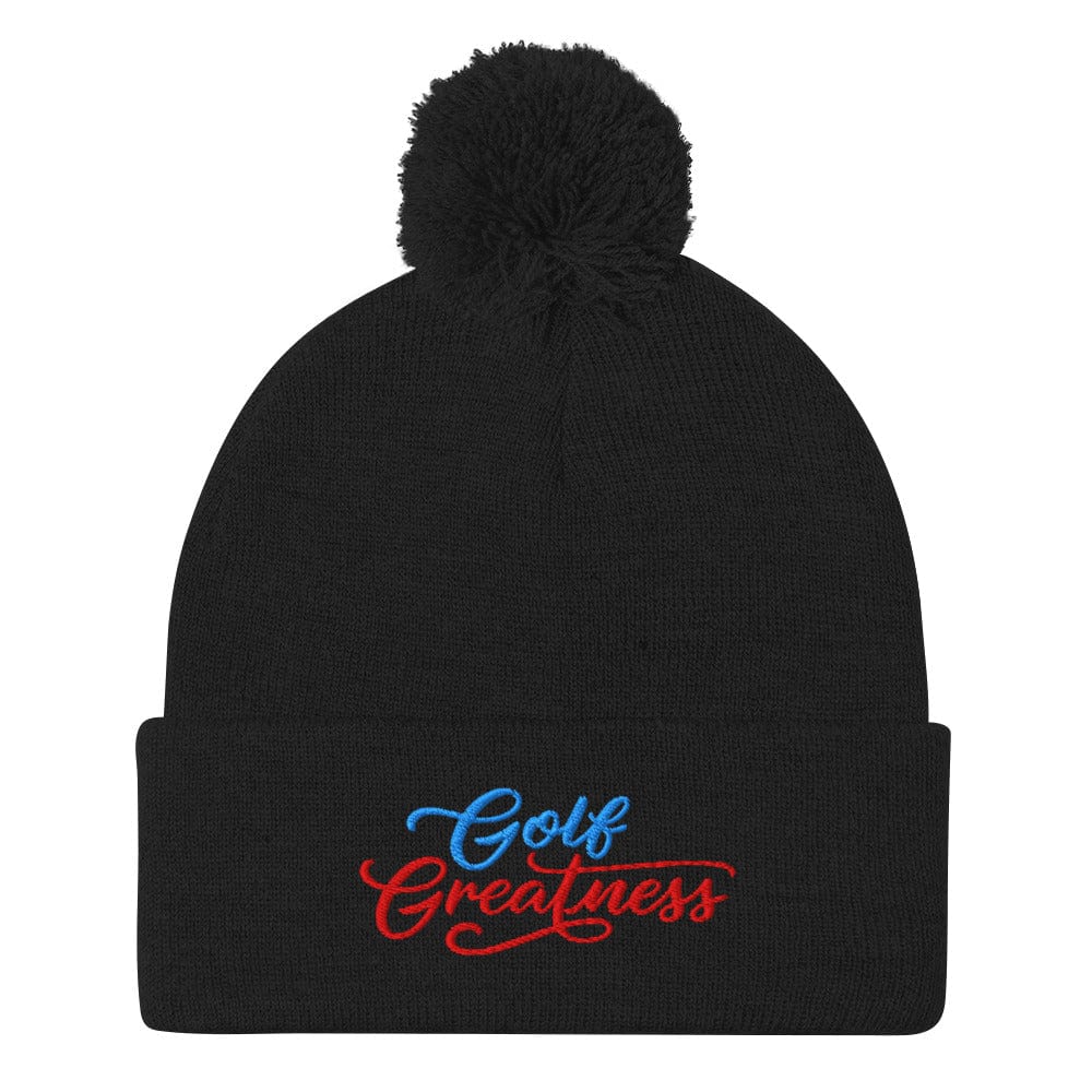 Golf Greatness Fun Embroidered Golf Pom-Pom Beanie - Funny Golf Tee by Swing Epic