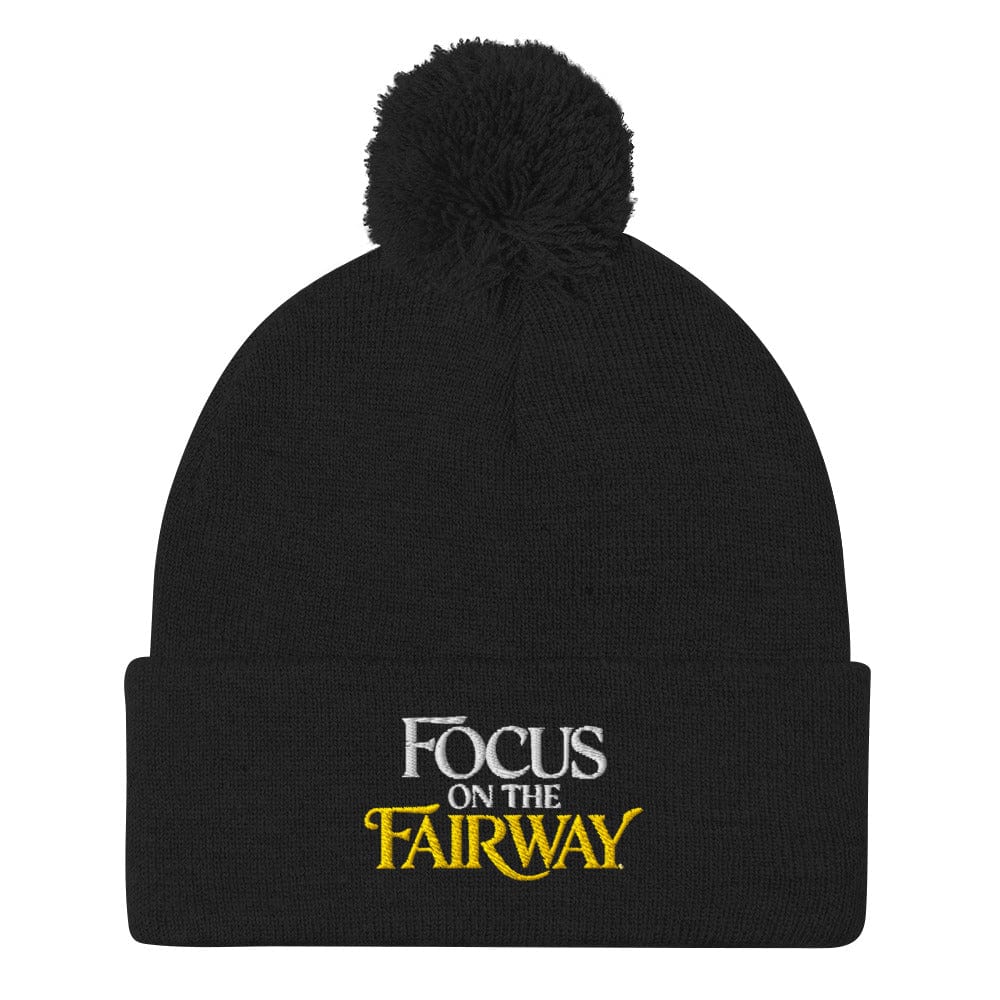 Focus on the Fairway Embroidered Golf Pom-Pom Beanie - Funny Golf Tee by Swing Epic