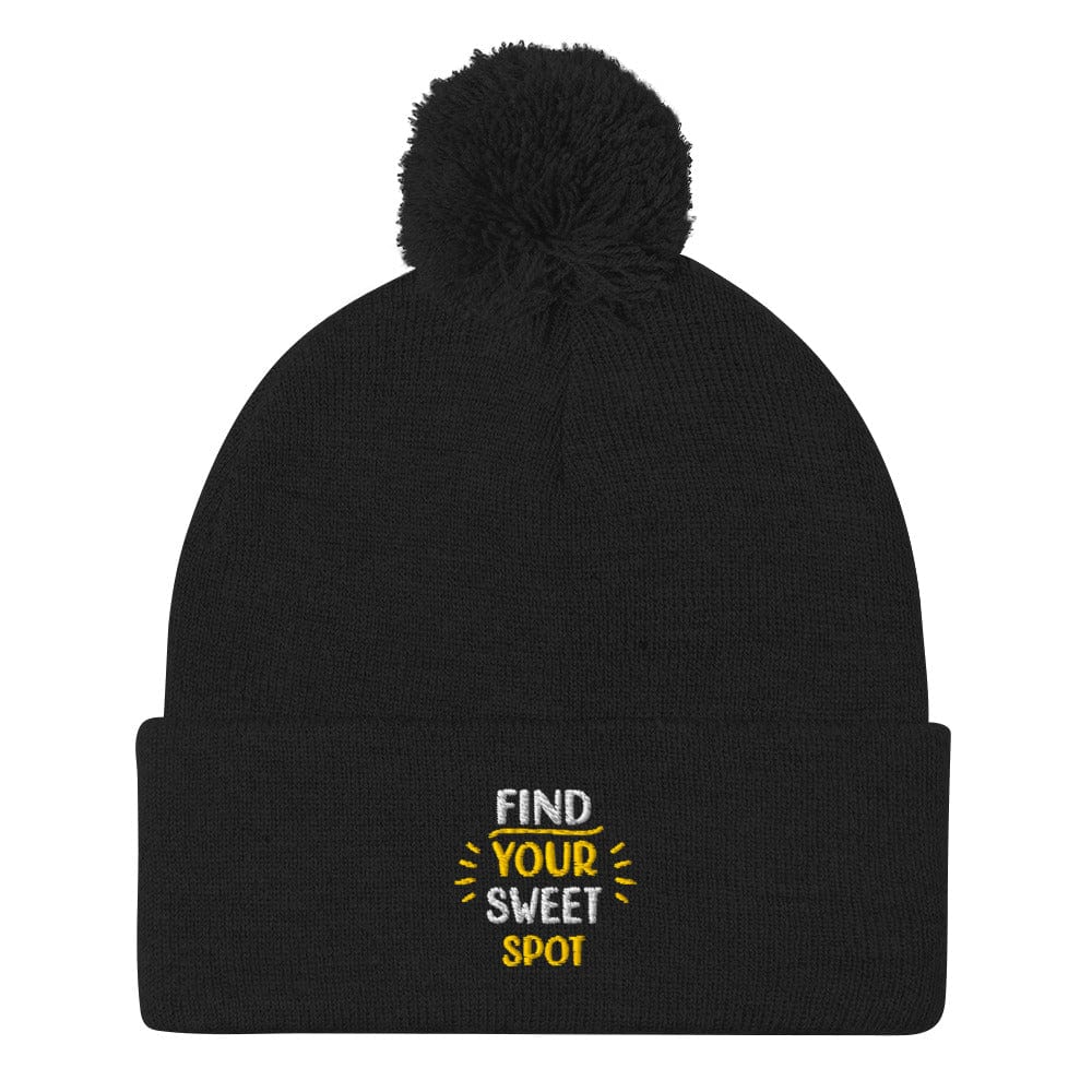 Find Your Sweet Spot Fun Embroidered Golf Pom-Pom Beanie - Funny Golf Tee by Swing Epic