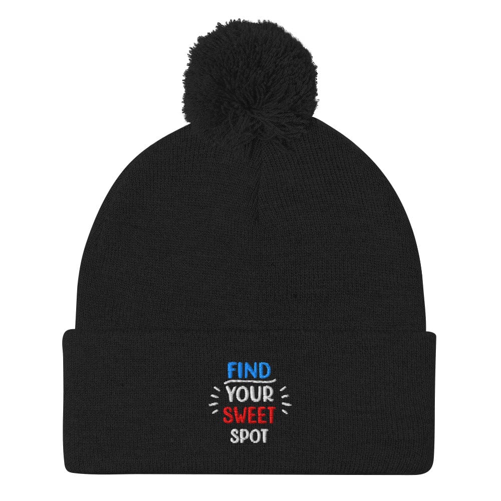 Find Your Sweet Spot Fun Embroidered Golf Pom-Pom Beanie - Funny Golf Tee by Swing Epic