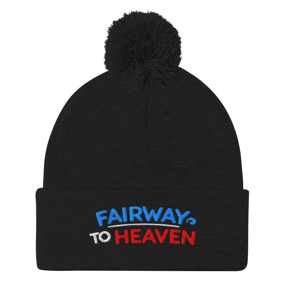 Fairway To Heaven Embroidered Golf Pom-Pom Beanie - Funny Golf Tee by Swing Epic