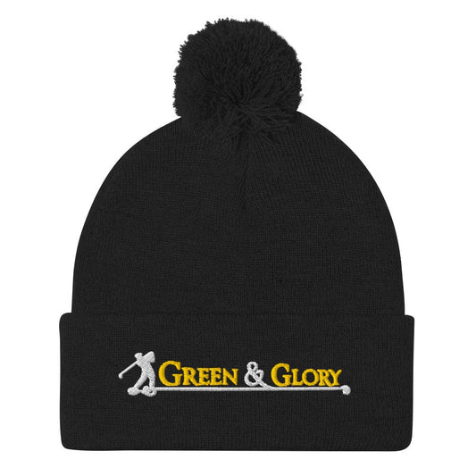 Green & Glory Embroidered Golf Pom-Pom Beanie - Funny Golf Tee by Swing Epic