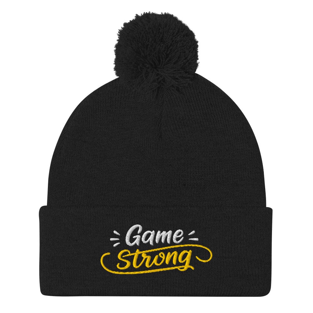 Game Strong Fun Spirit Embroidered Golf Pom-Pom Beanie - Funny Golf Tee by Swing Epic