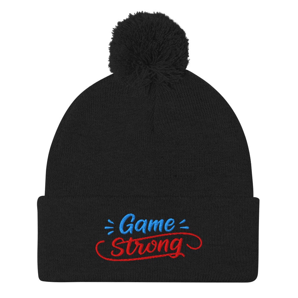 Game Strong Fun Spirit Embroidered Golf Pom-Pom Beanie - Funny Golf Tee by Swing Epic