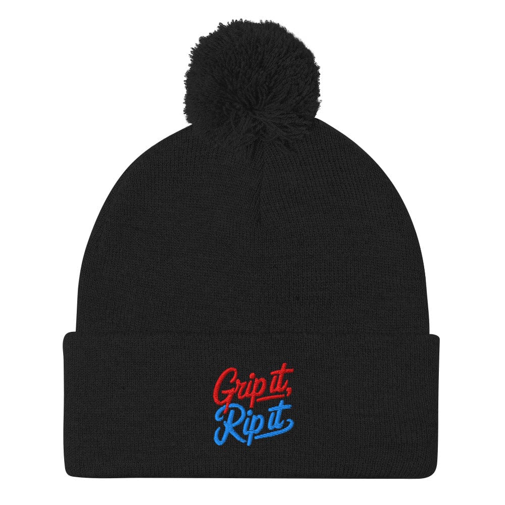 Grip It Rip It Embroidered Golf Pom-Pom Beanie - Funny Golf Tee by Swing Epic