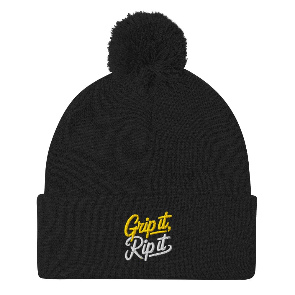 Grip It Rip It Embroidered Golf Pom-Pom Beanie - Funny Golf Tee by Swing Epic