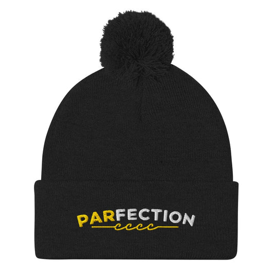 Parfection Fun Embroidered Golf Pom-Pom Beanie - Funny Golf Tee by Swing Epic