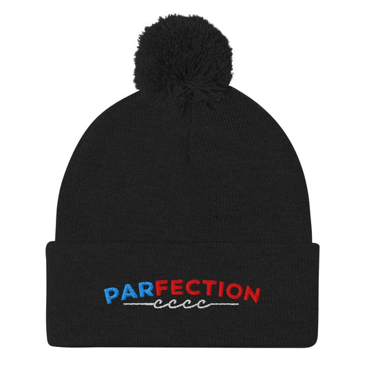 Parfection Fun Embroidered Golf Pom-Pom Beanie - Funny Golf Tee by Swing Epic