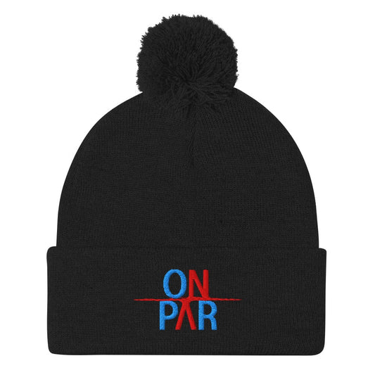 On Par Fun Embroidered Golf Pom-Pom Beanie - Funny Golf Tee by Swing Epic