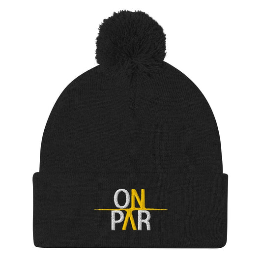 On Par Fun Embroidered Golf Pom-Pom Beanie - Funny Golf Tee by Swing Epic