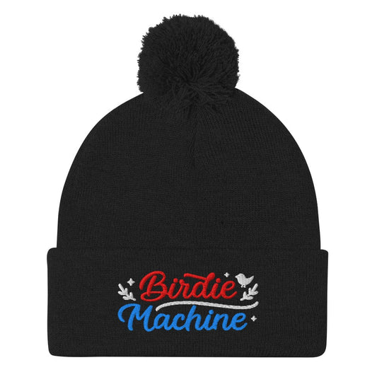 Birdies Machine Embroidered Golf Pom-Pom Beanie - Funny Golf Tee by Swing Epic