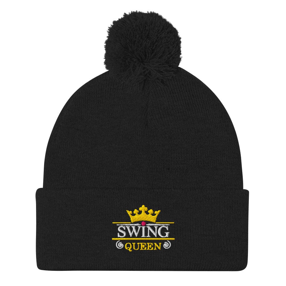 Swing Queen Embroidered Golf Pom-Pom Beanie - Funny Golf Tee by Swing Epic