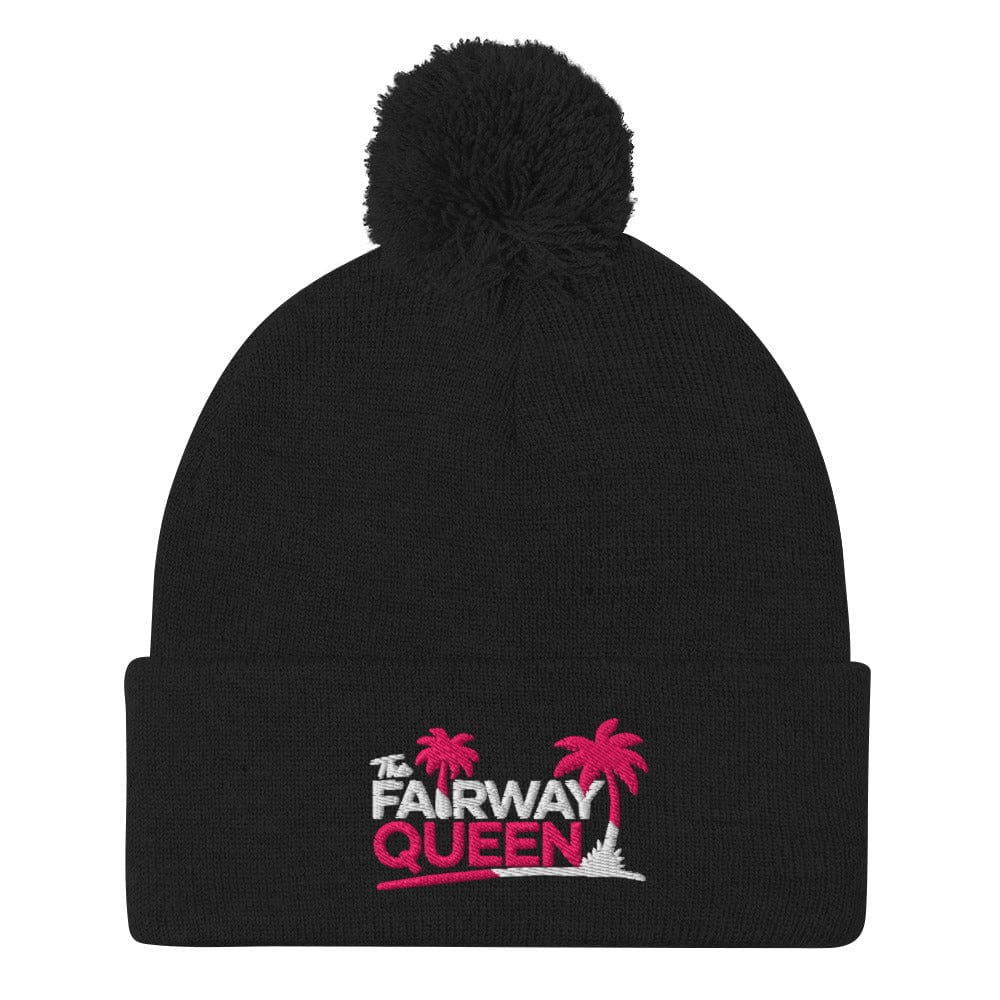 The Fairway Queen Embroidered Golf Pom-Pom Beanie - Funny Golf Tee by Swing Epic