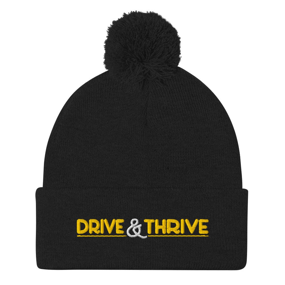 Drive & Thrive Embroidered Golf Pom-Pom Beanie - Funny Golf Tee by Swing Epic