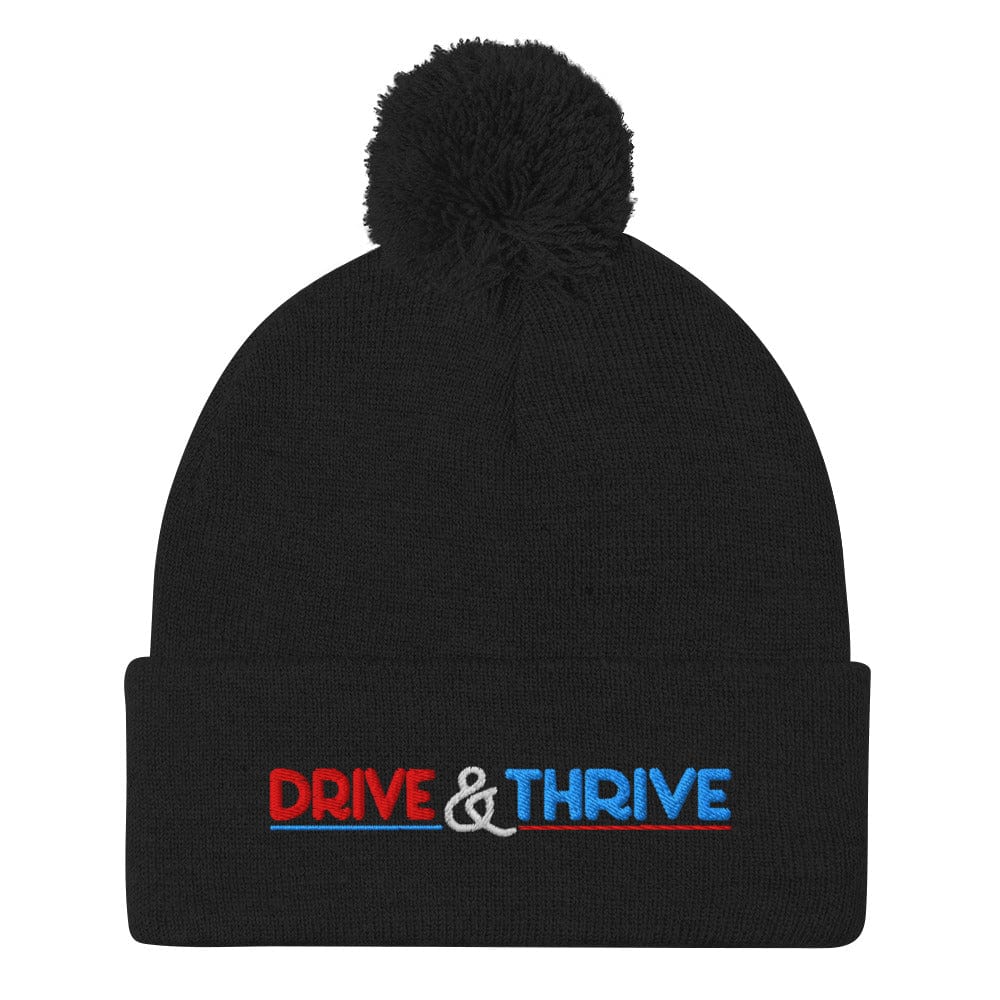 Drive & Thrive Embroidered Golf Pom-Pom Beanie - Funny Golf Tee by Swing Epic