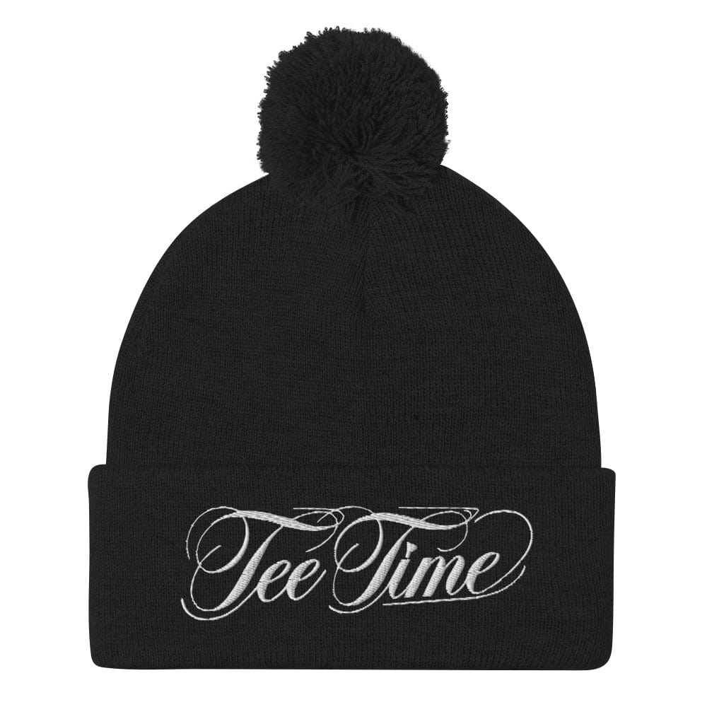 Tee Time Engaging Fun Embroidered Golf Pom-Pom Beanie - Funny Golf Tee by Swing Epic