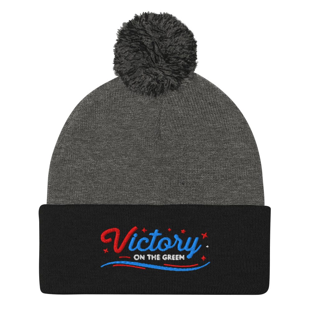 Victory On The Green Stylish Embroidered Golf Pom-Pom Beanie - Funny Golf Tee by Swing Epic