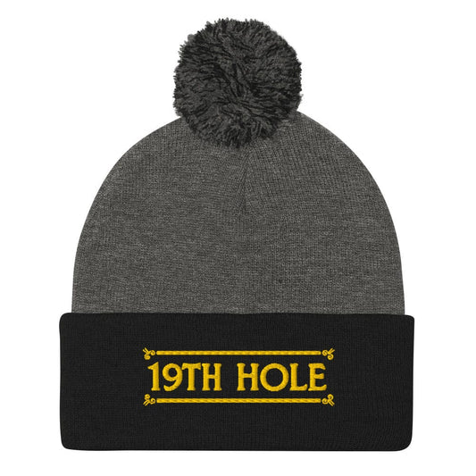 The 19th Hole Embroidered Golf Pom-Pom Beanie - Funny Golf Tee by Swing Epic