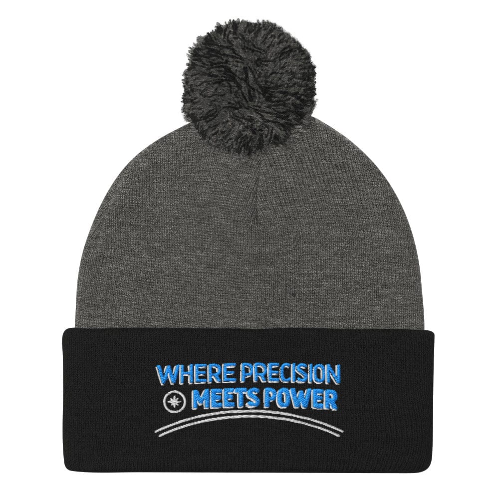 Where Precision Meets Power Embroidered Golf Pom-Pom Beanie - Funny Golf Tee by Swing Epic
