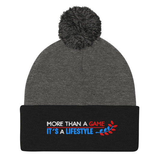 More Than A Game It's A Lifestyle Embroidered Golf Pom-Pom Beanie - Funny Golf Tee by Swing Epic
