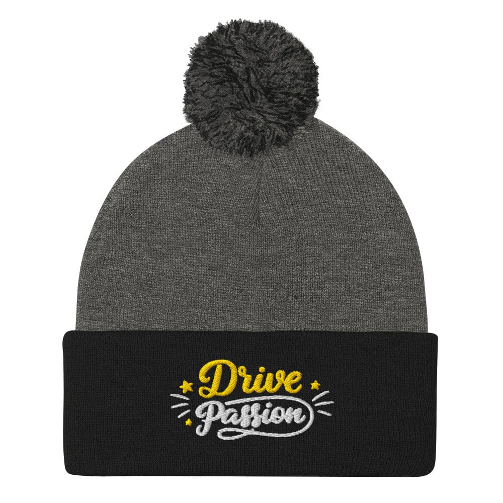 Drive Passion Fun Quirky Unique Embroidered Golf Pom-Pom Beanie - Funny Golf Tee by Swing Epic