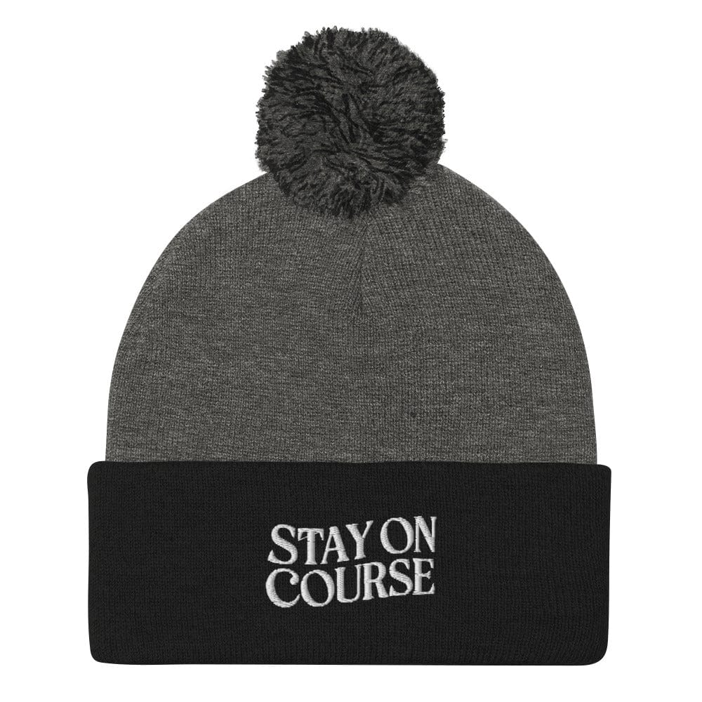 Stay On Course Quirky Fun Embroidered Golf Pom-Pom Beanie - Funny Golf Tee by Swing Epic