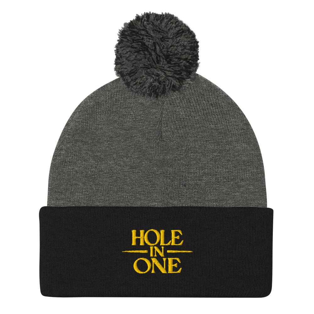 Hole In One Embroidered Golf Pom-Pom Beanie - Funny Golf Tee by Swing Epic