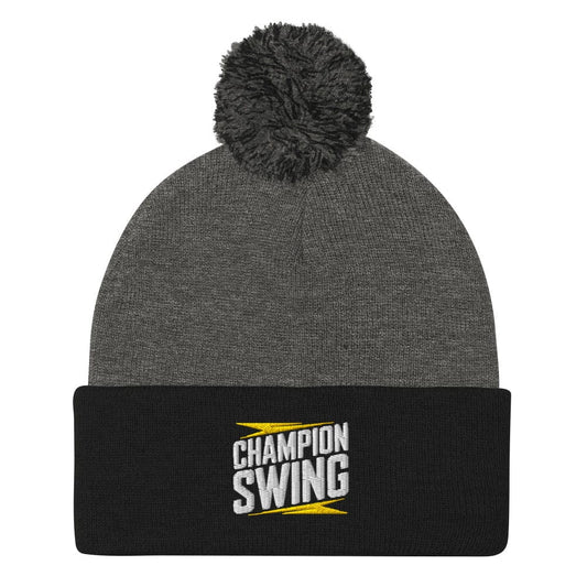 Champion Swing Embroidered Golf Pom-Pom Beanie - Funny Golf Tee by Swing Epic