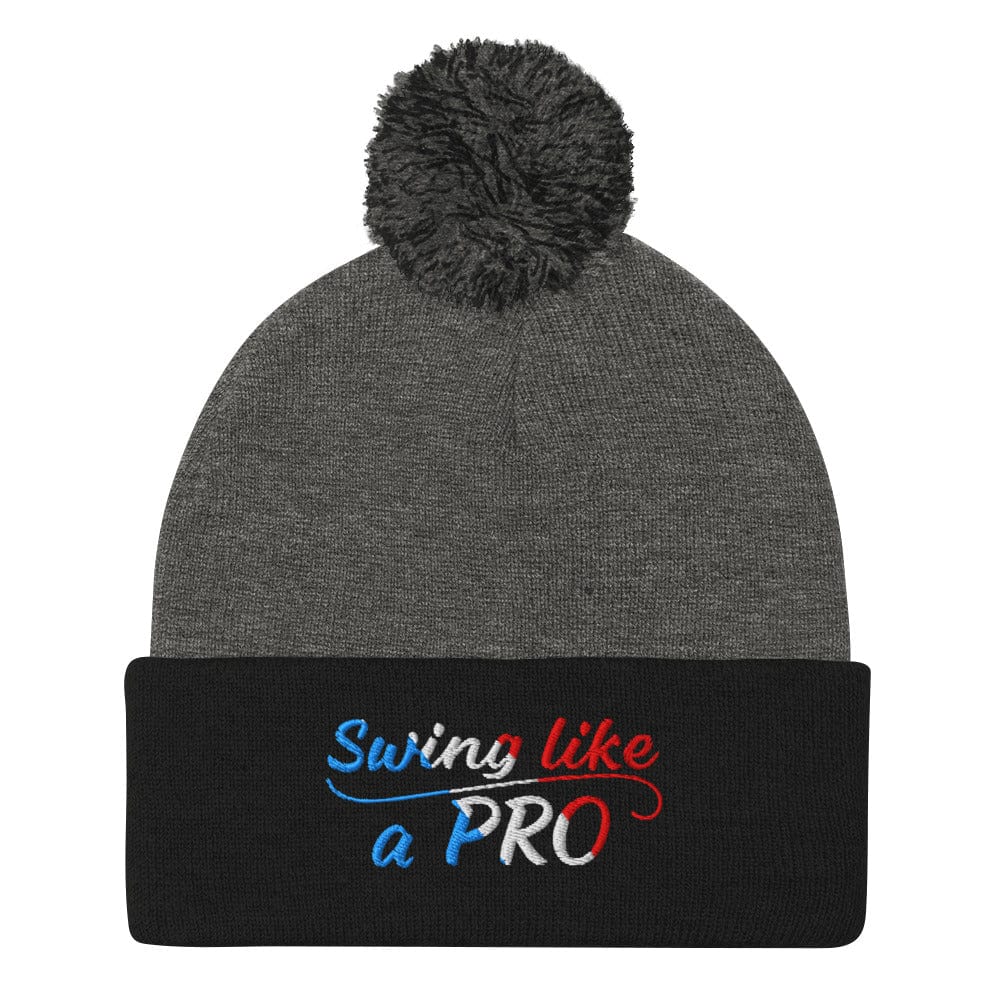 Swing Like A Pro Embroidered Golf Pom-Pom Beanie - Funny Golf Tee by Swing Epic