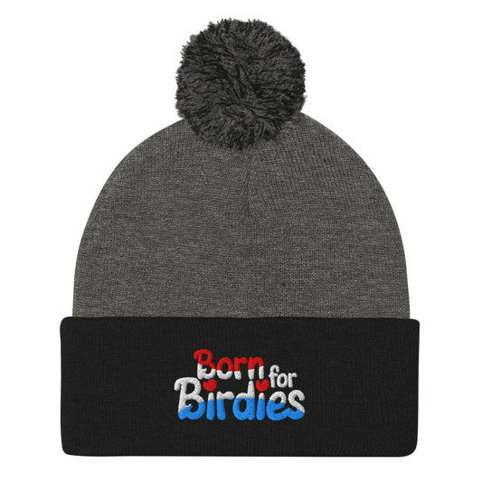 Born for Birdies Patriotic Embroidered Golf Pom-Pom Beanie - Funny Golf Tee by Swing Epic